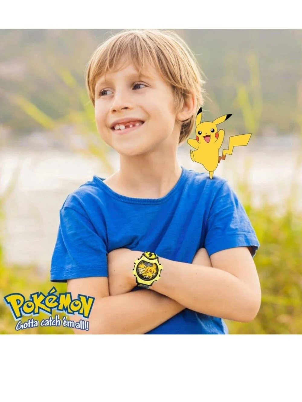 Pikachu Yellow Kids Digital Watch with Light-Up Face